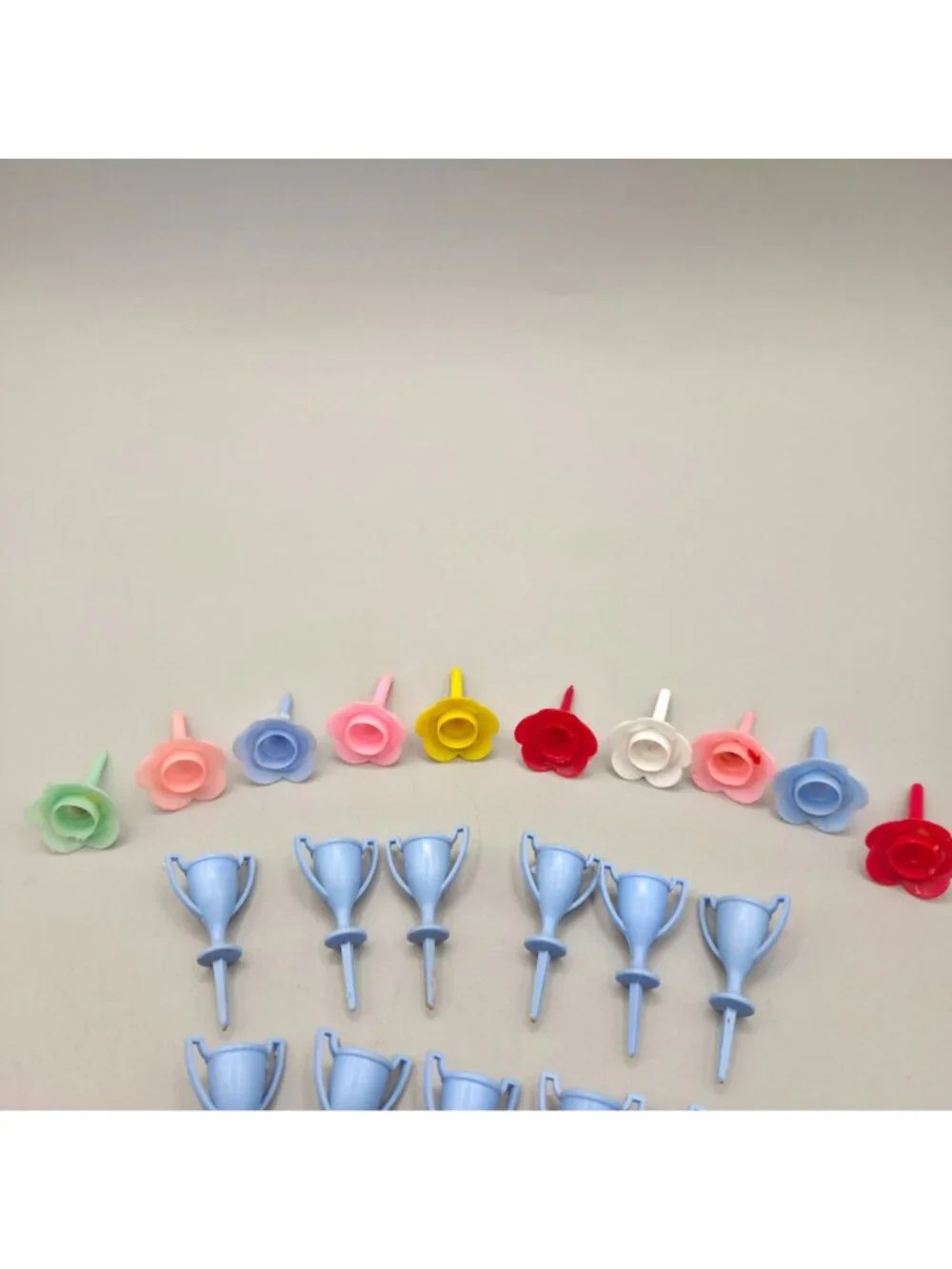 Vintage Plastic Birthday Candle Holders Flowers Trophies Animals Set Of 29